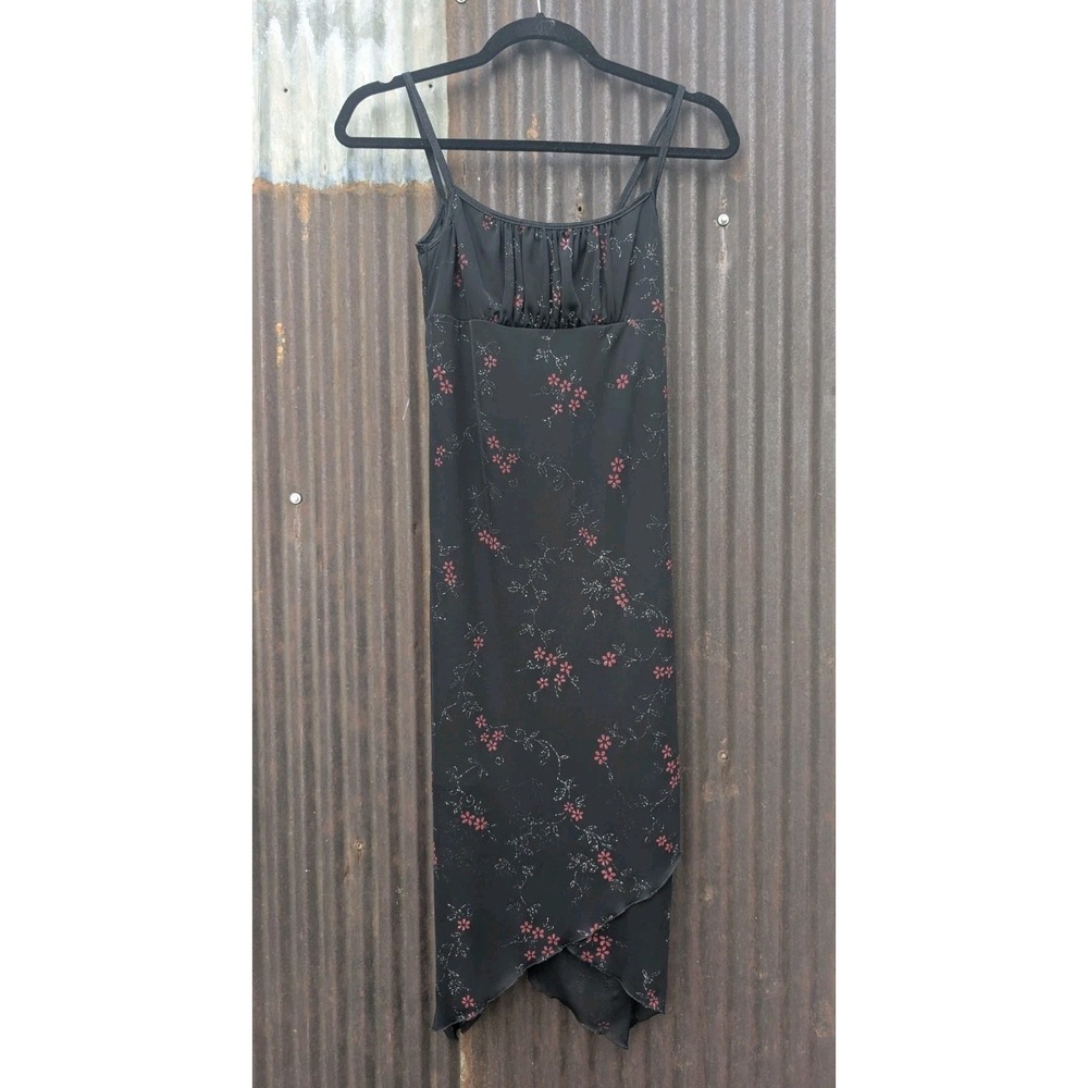 Vintage Whimsigoth Dress Small Byer‎ Too Black Floral 90s Glitter Fairy Milkmaid